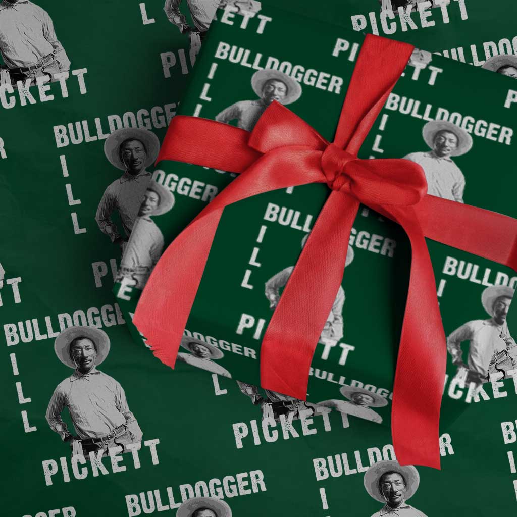 Bill Pickett Wrapping Paper Roll Bulldogger Black Cowboy Western Legend Vintage TS02 Green Print Your Wear