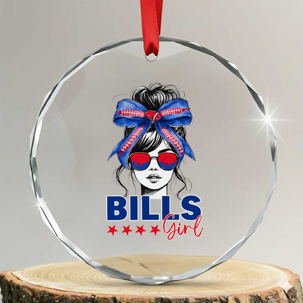 Funny BFB Football Lover Crystal Glass Ornament Sport Fan Game Day Messy Bun TS11 Transparent Glass 3'' Circle Print Your Wear