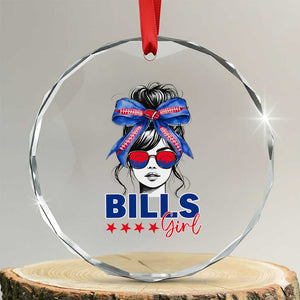 Funny BFB Football Lover Crystal Glass Ornament Sport Fan Game Day Messy Bun TS11 Transparent Glass 3'' Circle Print Your Wear