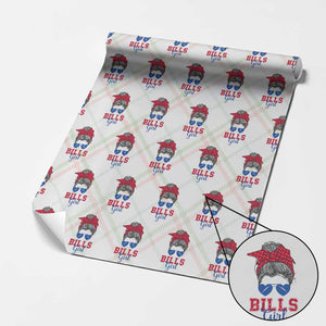 Bills Girl Wrapping Paper Roll Messy Bun Funny Sports Fan Team TS02 Christmas Plaid Print Your Wear