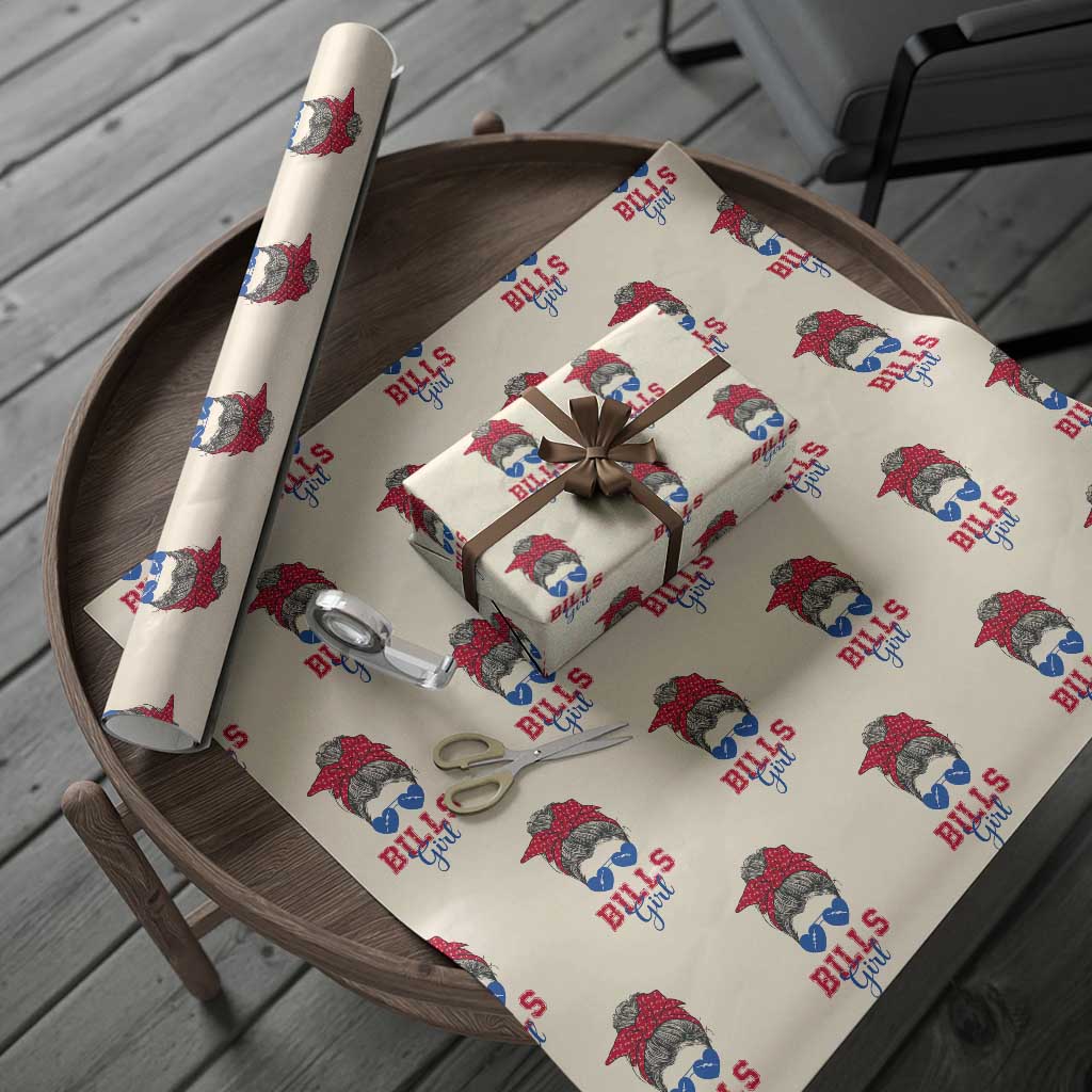 Bills Girl Wrapping Paper Roll Messy Bun Funny Sports Fan Team TS02 Beige Print Your Wear