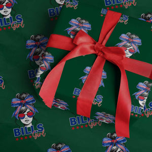 Funny BFB Football Lover Wrapping Paper Roll Sport Fan Game Day Messy Bun TS11 Green Print Your Wear