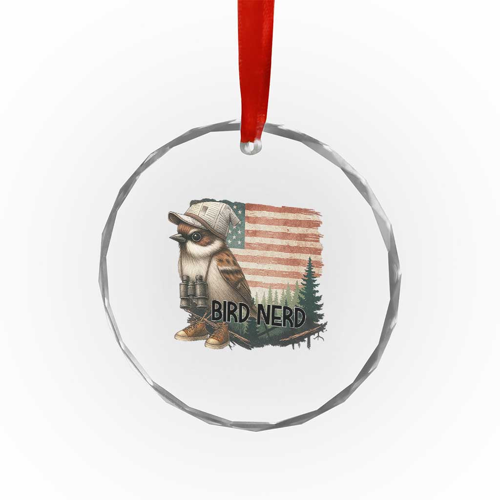 Bird Nerd Crystal Glass Ornament Funny Bird Watching Patriotic American Flag TS14 Print Your Wear