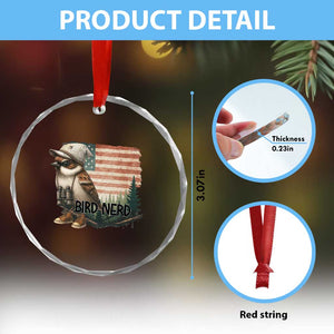 Bird Nerd Crystal Glass Ornament Funny Bird Watching Patriotic American Flag TS14 Print Your Wear