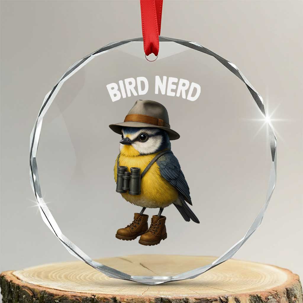 Bird Nerd Crystal Glass Ornament Funny Birding Bird Lover Watcher Twitcher TS10 Transparent Glass 3'' Circle Print Your Wear