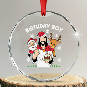 Birthday Boy Jesus Christmas Crystal Glass Ornament Christian Xmas TS10 Transparent Glass 3'' Circle Print Your Wear
