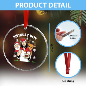 Birthday Boy Jesus Christmas Crystal Glass Ornament Christian Xmas TS10 Print Your Wear