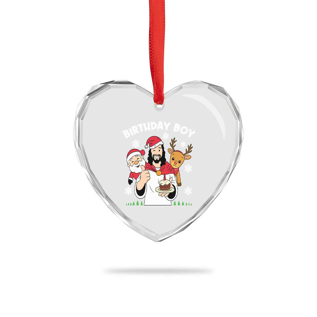 Birthday Boy Jesus Christmas Heart Crystal Glass Ornament Christian Xmas TS10 Print Your Wear