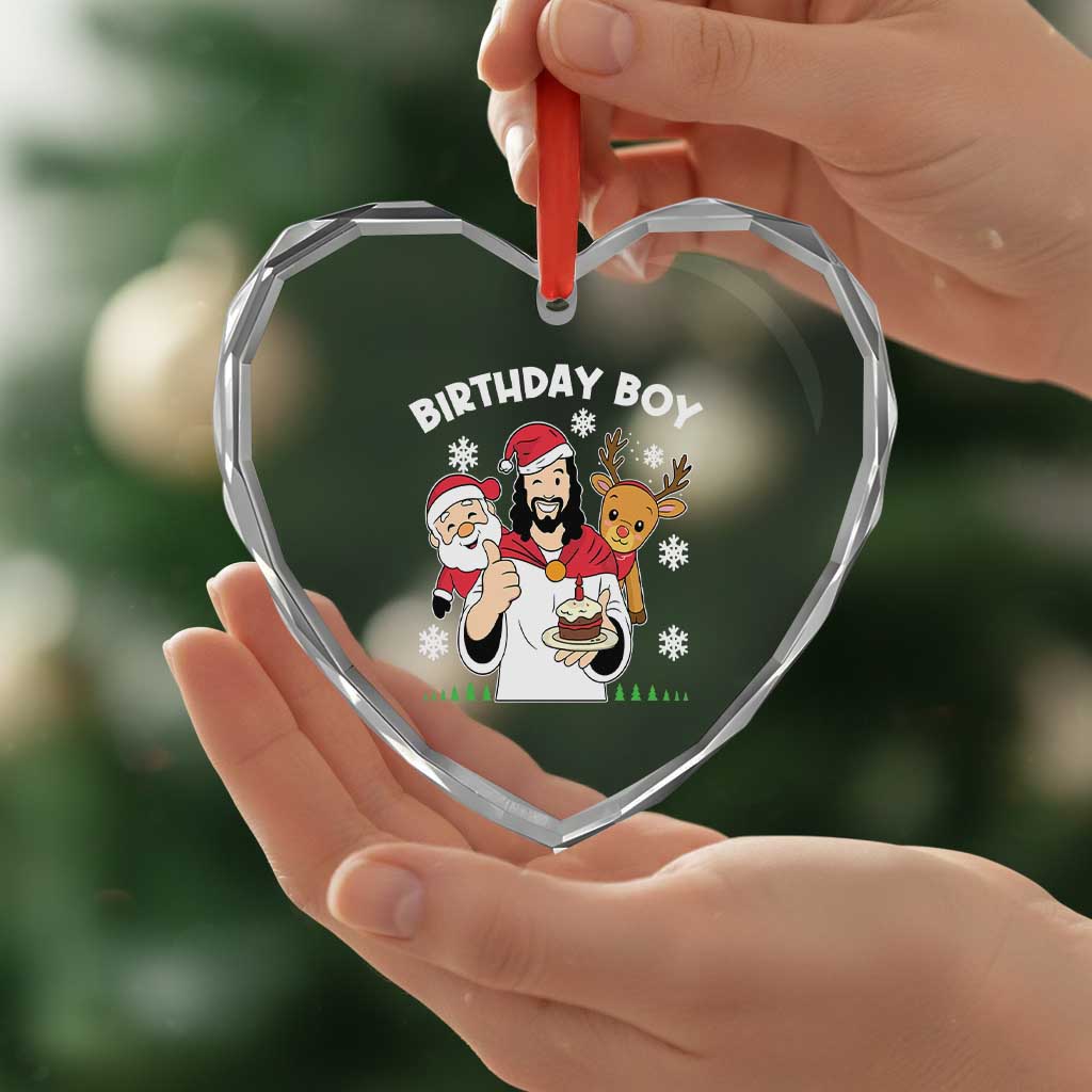 Birthday Boy Jesus Christmas Heart Crystal Glass Ornament Christian Xmas TS10 Print Your Wear