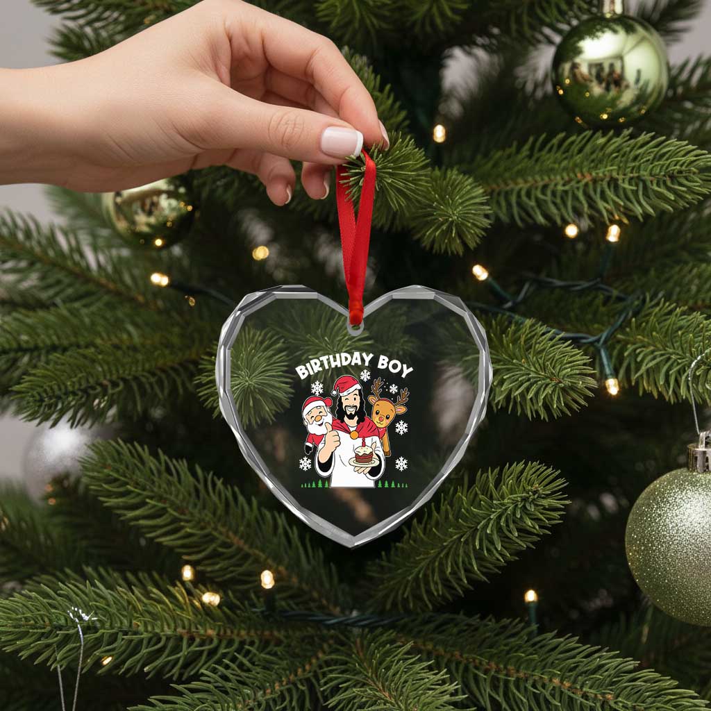 Birthday Boy Jesus Christmas Heart Crystal Glass Ornament Christian Xmas TS10 Print Your Wear