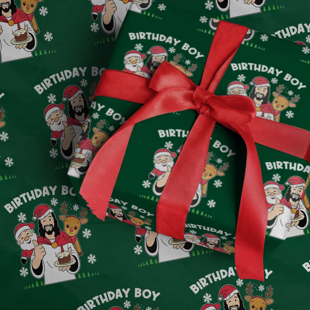 Birthday Boy Jesus Christmas Wrapping Paper Roll Christian Xmas TS10 Green Print Your Wear