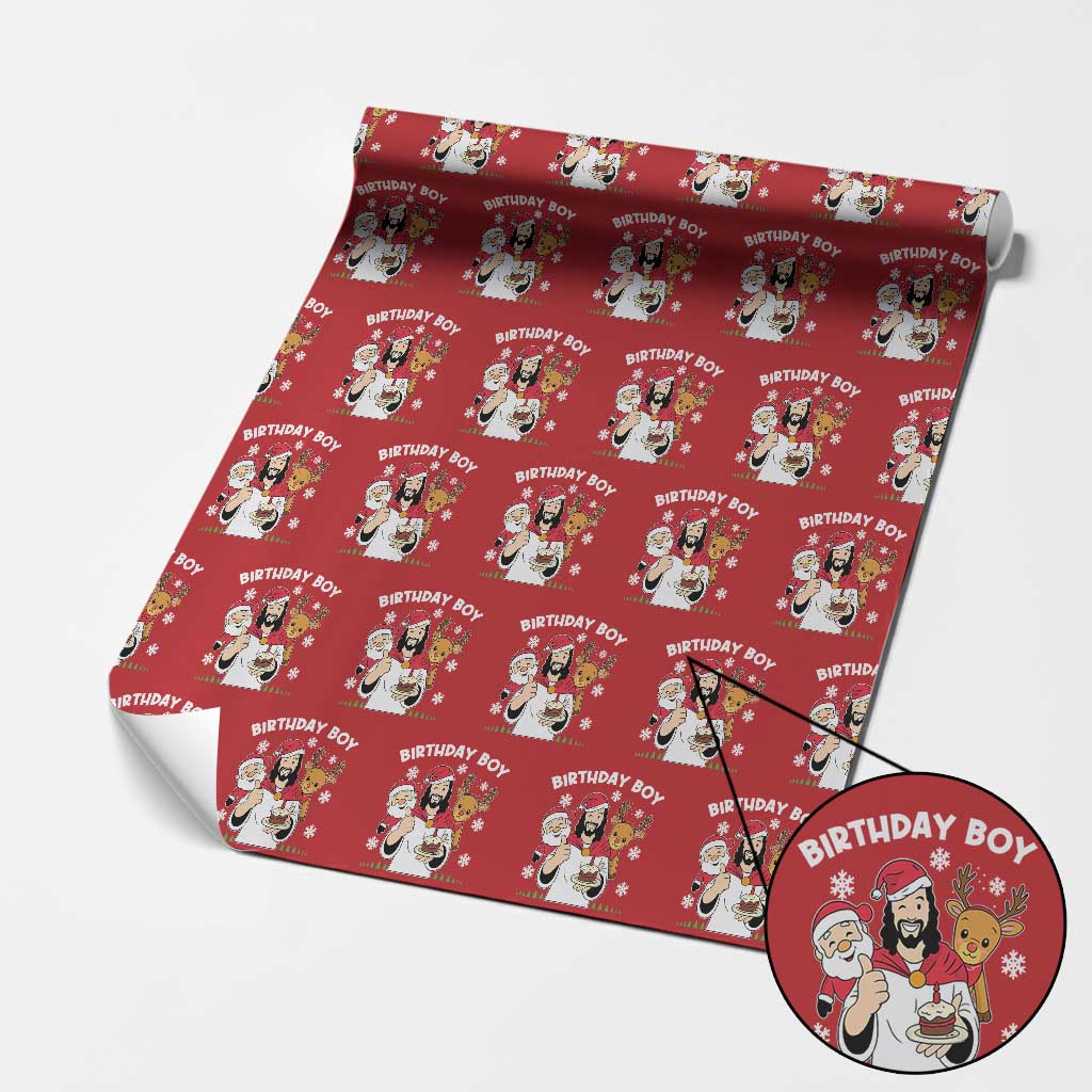 Birthday Boy Jesus Christmas Wrapping Paper Roll Christian Xmas TS10 Red Print Your Wear