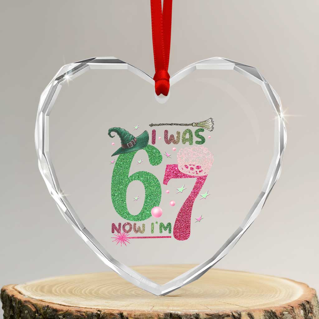 Birthday Girl I Was 6 Now I Am 7 Heart Crystal Glass Ornament Gift For Alpha Kids TS12 Transparent Glass 3'' Heart Print Your Wear