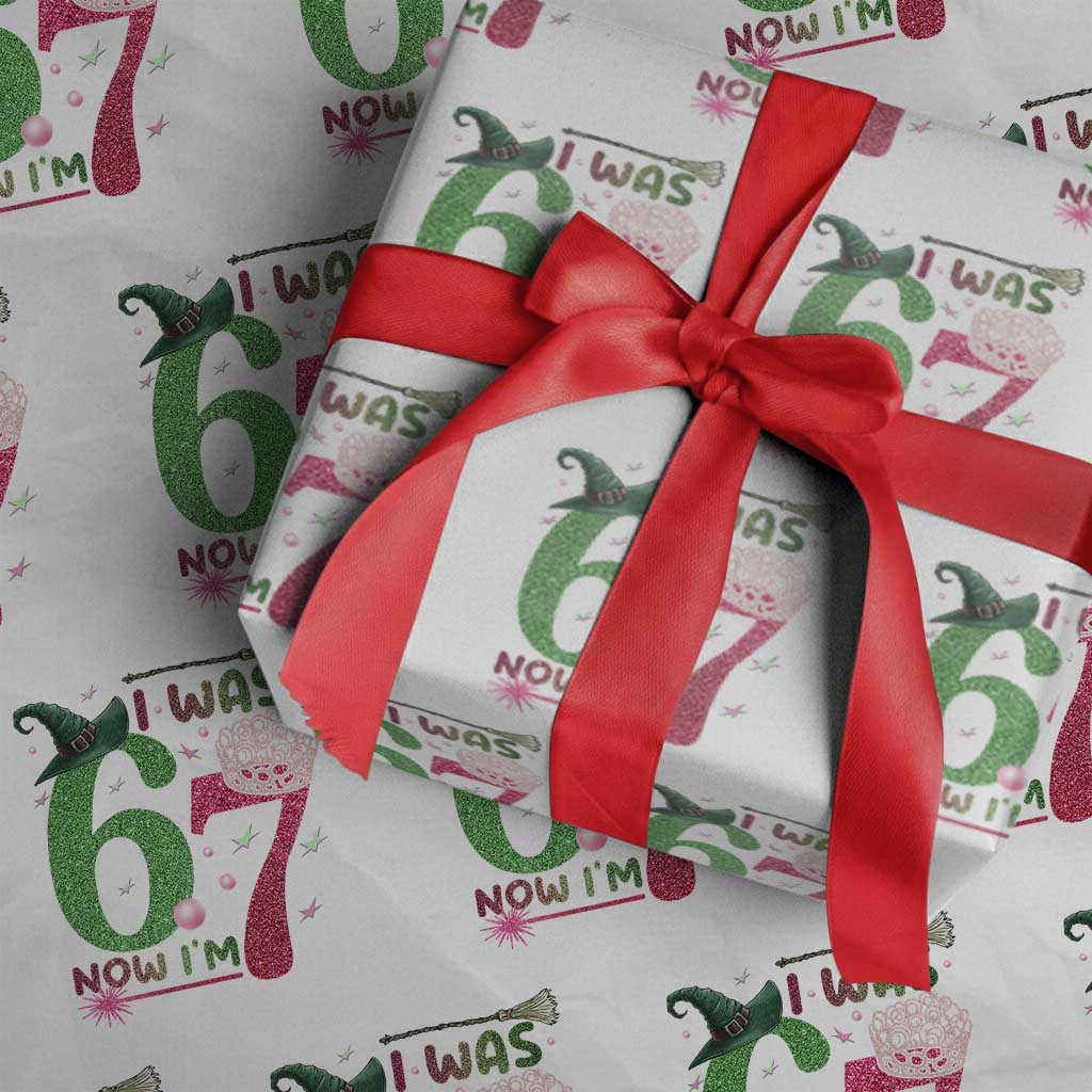 Birthday Girl I Was 6 Now I Am 7 Wrapping Paper Roll Gift For Alpha Kids TS12 White Print Your Wear