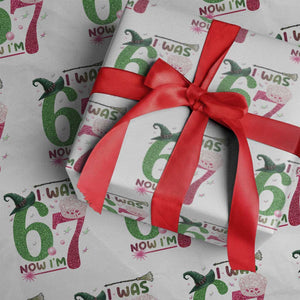 Birthday Girl I Was 6 Now I Am 7 Wrapping Paper Roll Gift For Alpha Kids TS12 White Print Your Wear
