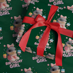 Birthday Girl Wrapping Paper Roll Italian Brainrot Meme Party Funny Las Tralaleritas TS10 Green Print Your Wear