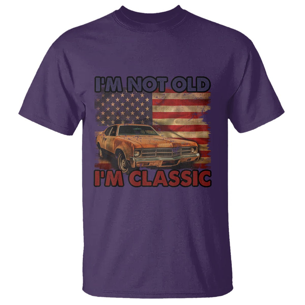 Birthday Mens T Shirt Motorcycle USA Flag Retro Biker I'm Not Old I'm Classic TS02 Purple Printyourwear