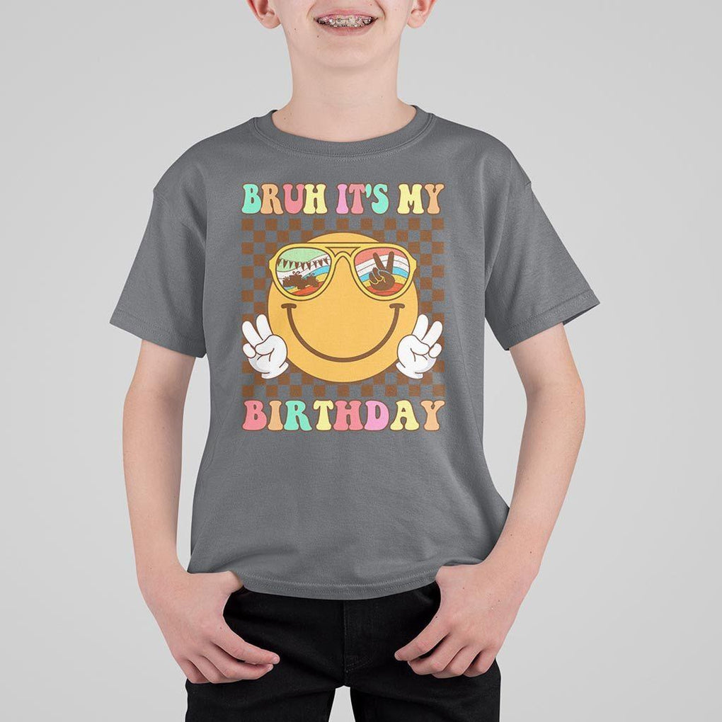 Birthday T Shirt For Kid Bruh It's My Birthday Cute Face Party TS11 Charcoal Print Your Wear