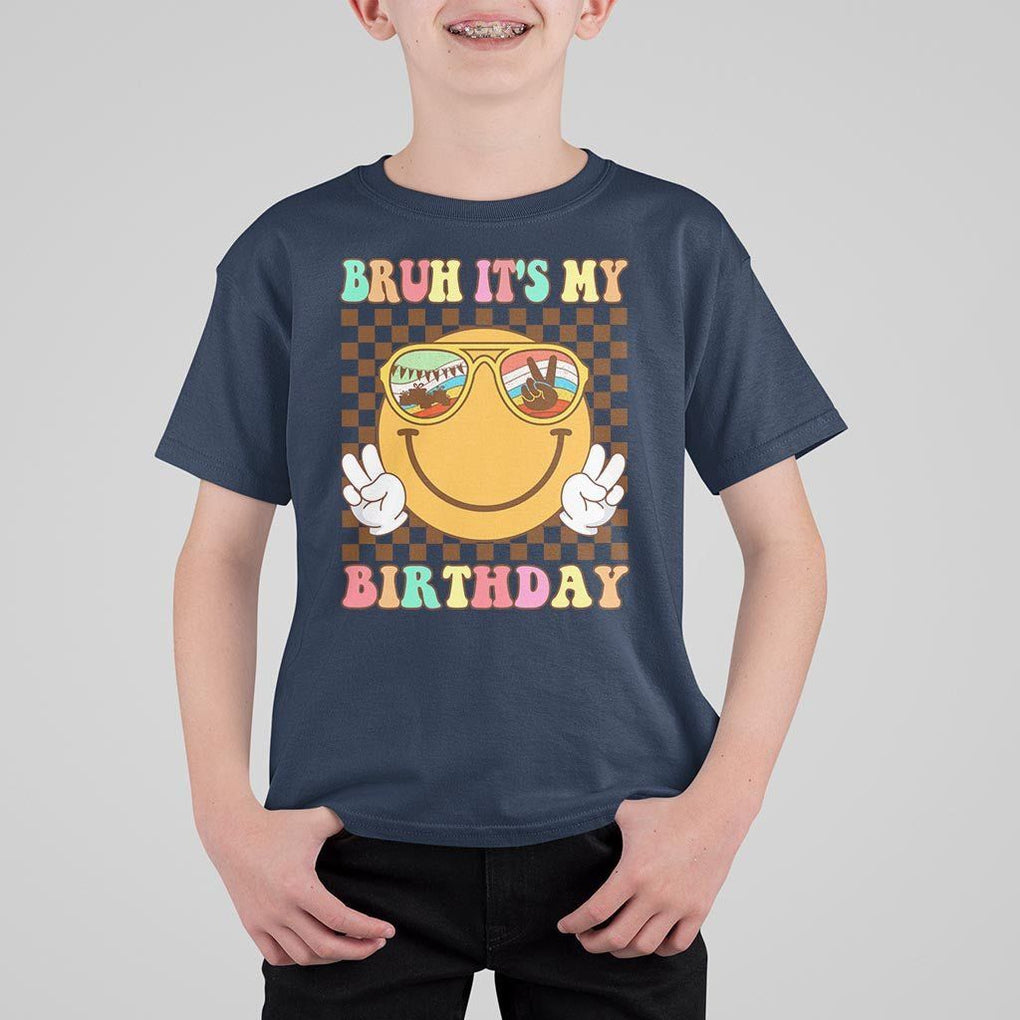 Birthday T Shirt For Kid Bruh It's My Birthday Cute Face Party TS11 Navy Print Your Wear