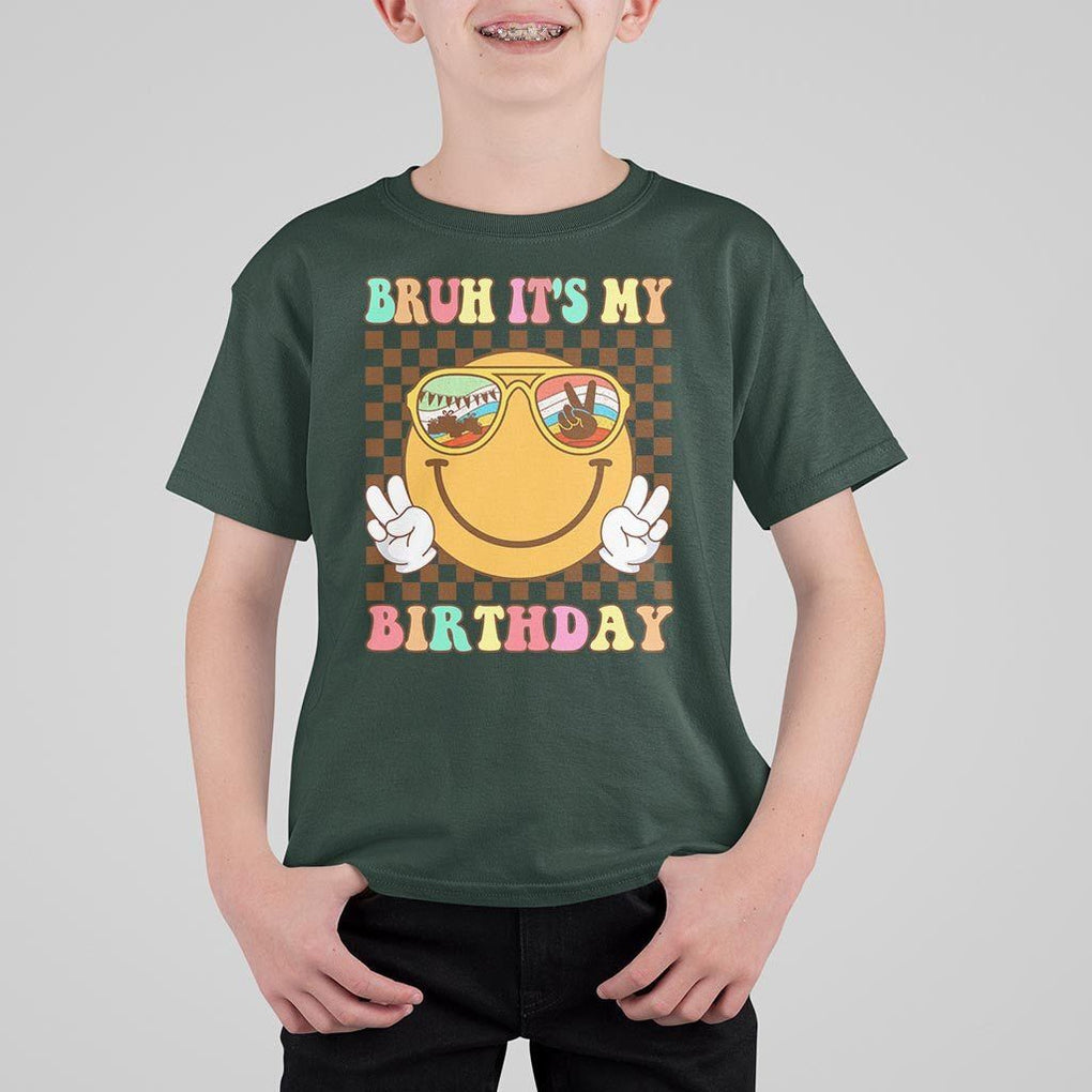Birthday T Shirt For Kid Bruh It's My Birthday Cute Face Party TS11 Dark Forest Green Print Your Wear