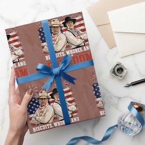 Biscuits Whores And Freedom Funny Western Cowboy 4th of July Wrapping Paper Roll