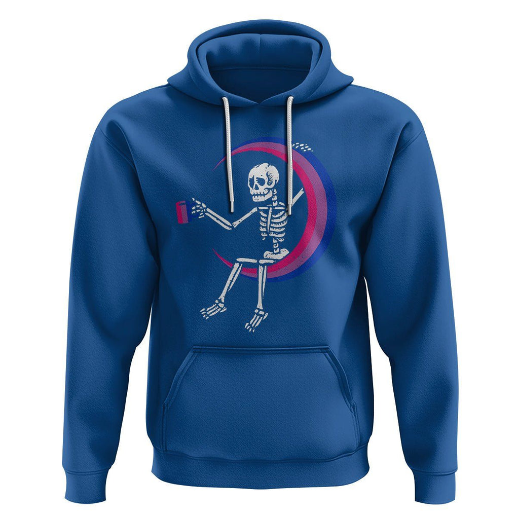 Bisexual Pride Hoodie Skeleton Drinking Coffee LGBTQ Bi Flag TS09 Royal Blue Printyourwear