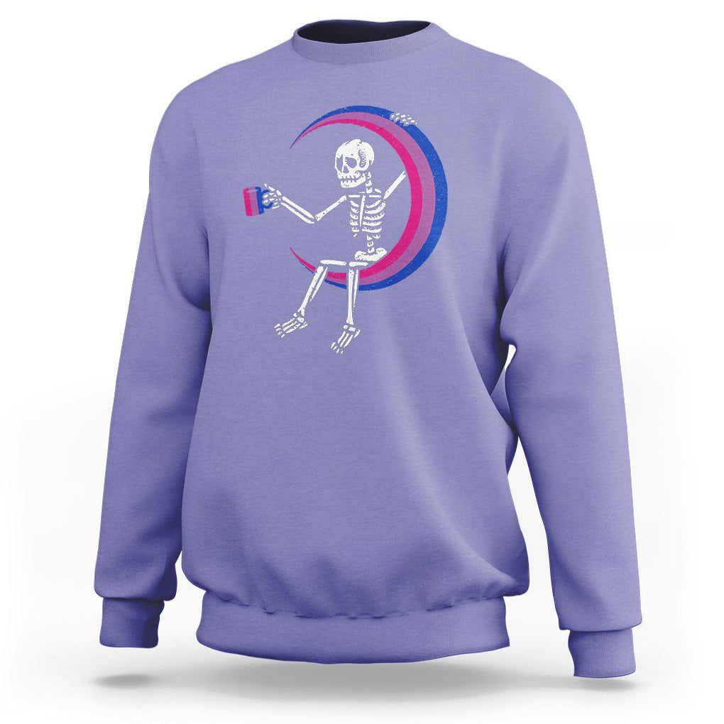 Bisexual Pride Sweatshirt Skeleton Drinking Coffee LGBTQ Bi Flag TS09 Violet Printyourwear
