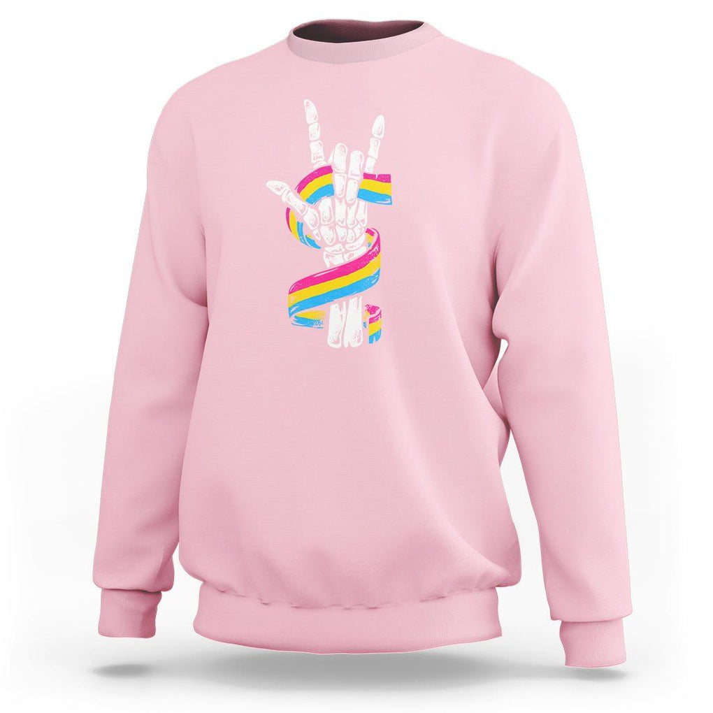 Bisexual Pride Sweatshirt Skeleton Rock Hand LGBTQ Bi Flag TS09 Light Pink Printyourwear