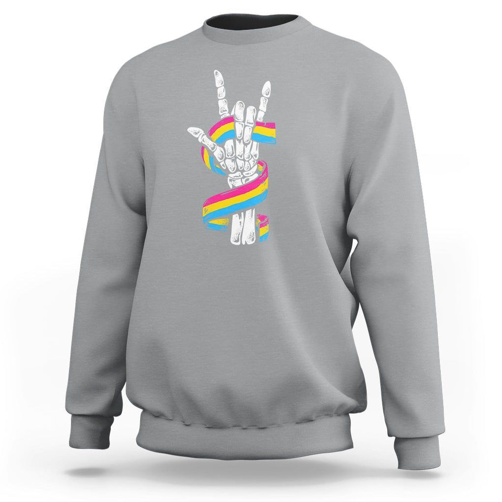 Bisexual Pride Sweatshirt Skeleton Rock Hand LGBTQ Bi Flag TS09 Sport Gray Printyourwear