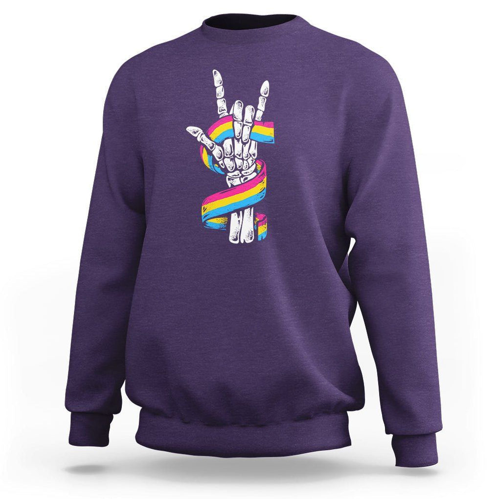 Bisexual Pride Sweatshirt Skeleton Rock Hand LGBTQ Bi Flag TS09 Purple Printyourwear