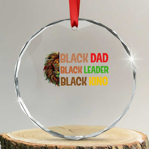 Black Affrican Melanin Crystal Glass Ornament Lion Father Day Dad Leader Black King TS14 Transparent Glass 3'' Circle Print Your Wear