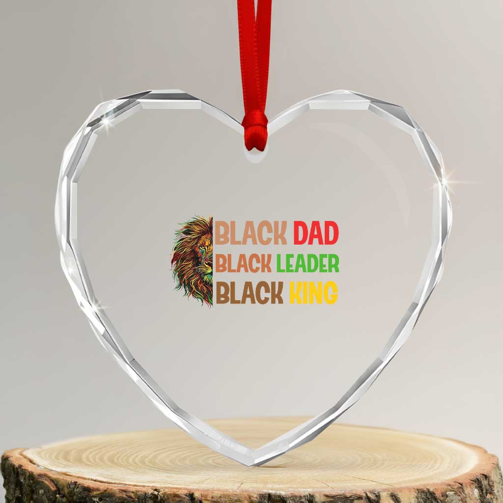 Black Affrican Melanin Heart Crystal Glass Ornament Lion Father Day Dad Leader Black King TS14 Transparent Glass 3'' Heart Print Your Wear
