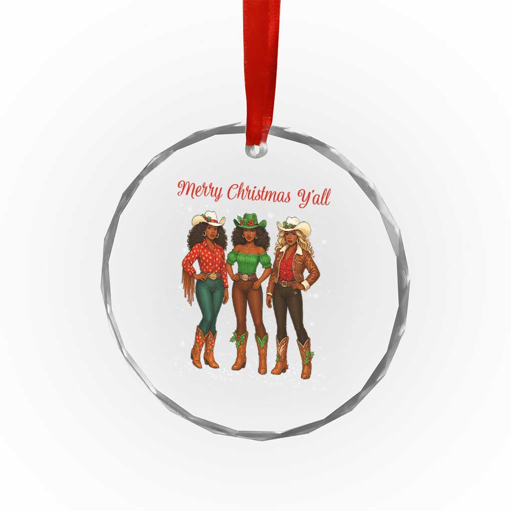 Black African American Cowgirl Christmas Crystal Glass Ornament Retro Western Howdy TS14 Print Your Wear