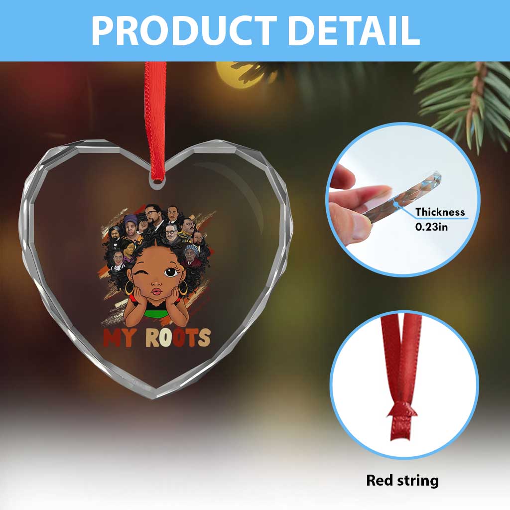 Black African Girl Heart Crystal Glass Ornament Black History Month Juneteenth Gift Afro Empowerment TS10 Print Your Wear