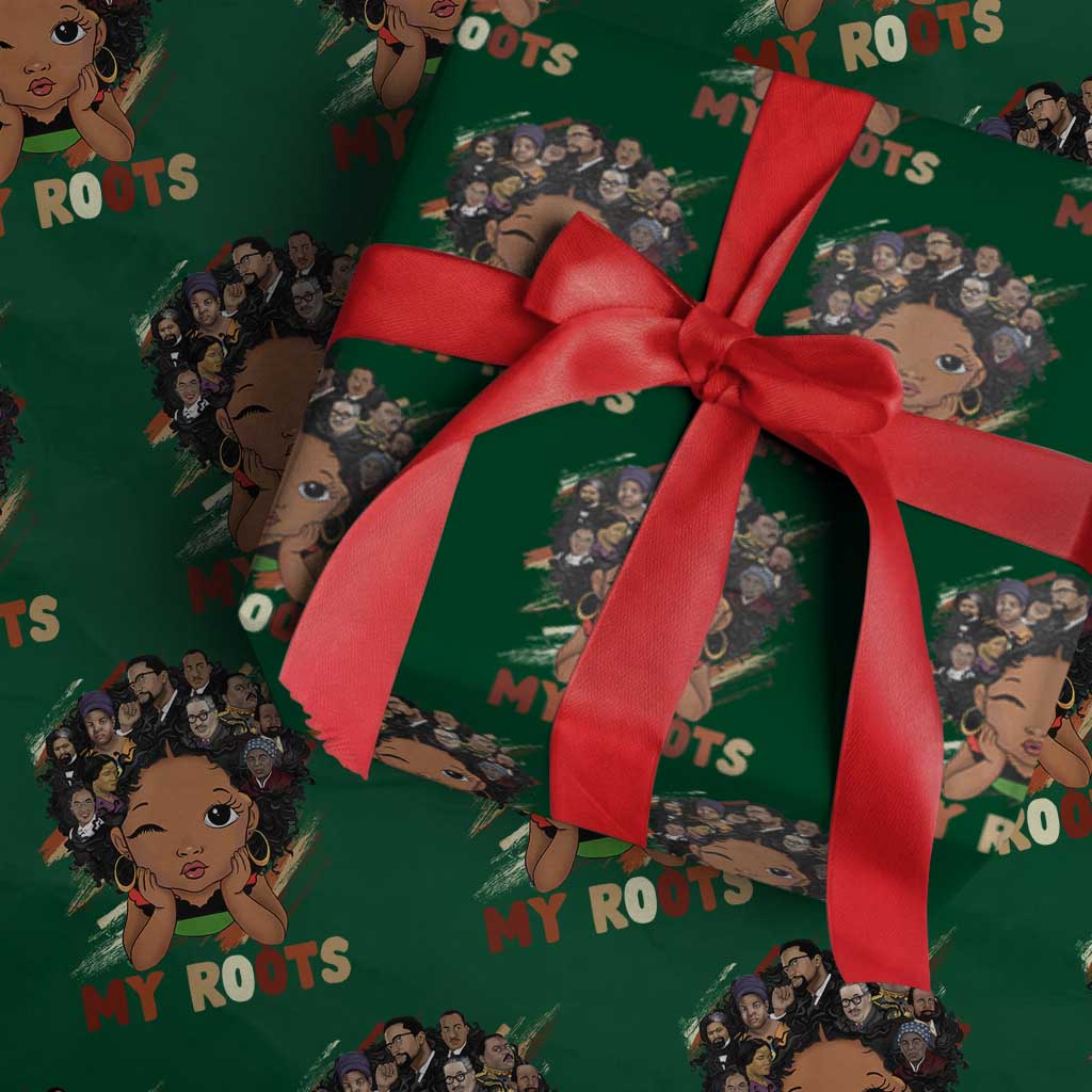 Black African Girl Wrapping Paper Roll Black History Month Juneteenth Gift Afro Empowerment TS10 Green Print Your Wear