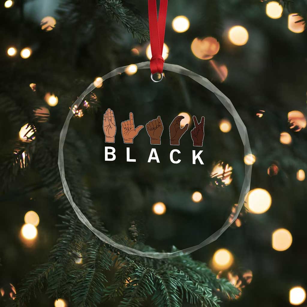 Black Asl Sign Language Hands Signs African American Month Crystal Glass Ornament TS11 Print Your Wear