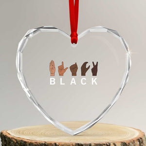 Black Asl Sign Language Hands Signs African American Month Heart Crystal Glass Ornament TS11 Transparent Glass 3'' Heart Print Your Wear