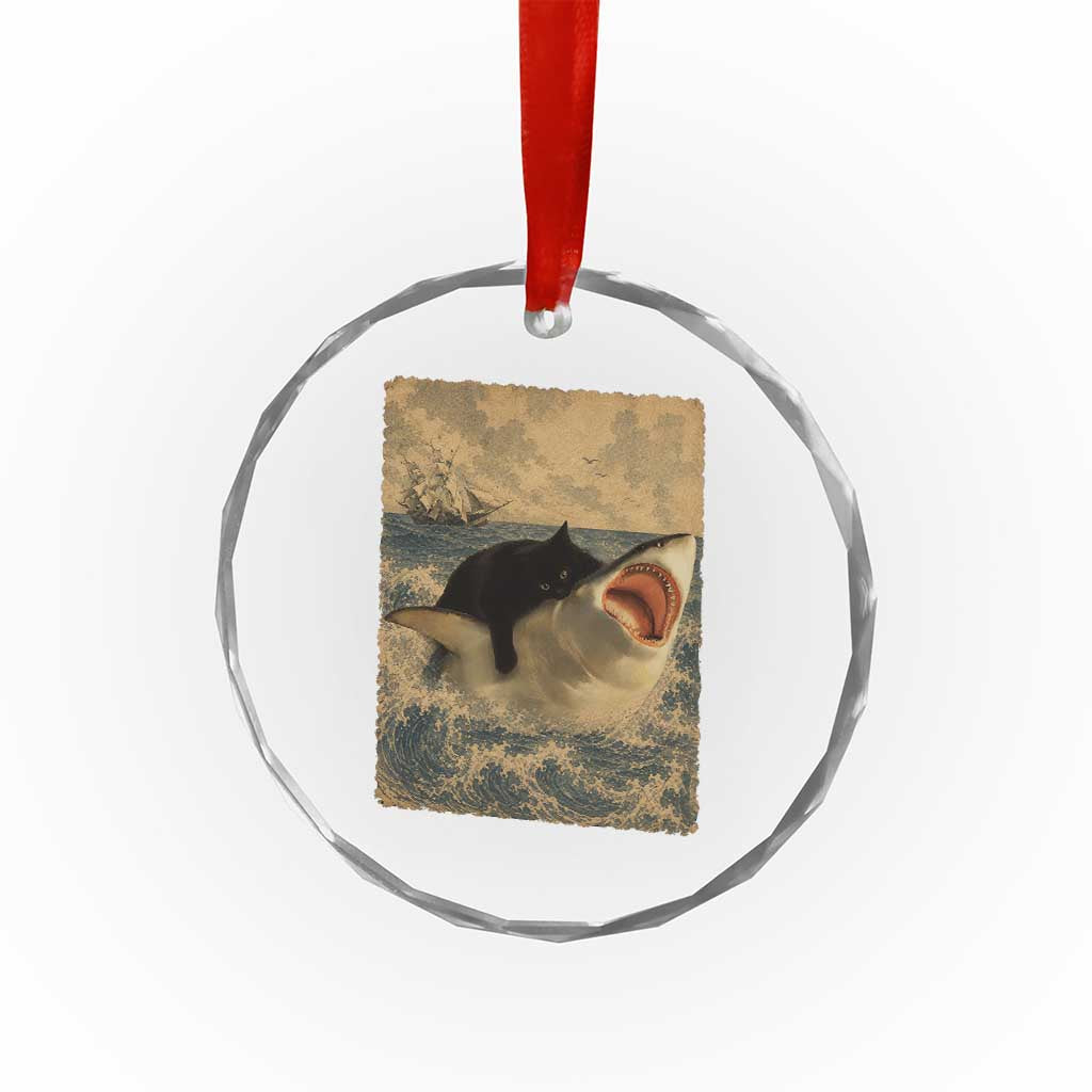 Black Cat Biting Shark Anime Graphic Japanese Crystal Glass Ornament Vintage Graphic Ukiyo-e Art TS10 Print Your Wear