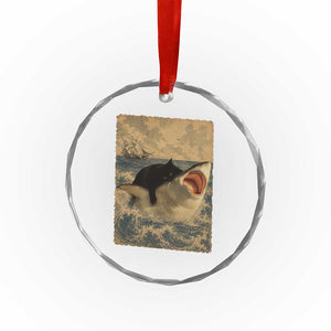 Black Cat Biting Shark Anime Graphic Japanese Crystal Glass Ornament Vintage Graphic Ukiyo-e Art TS10 Print Your Wear