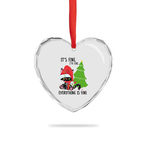 Black Cat Christmas Heart Crystal Glass Ornament It's Fine I'm Fine Everything Is Fine TS02 Print Your Wear