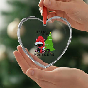 Black Cat Christmas Heart Crystal Glass Ornament It's Fine I'm Fine Everything Is Fine TS02 Print Your Wear