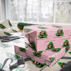Black Cat Christmas Wrapping Paper Roll It's Fine I'm Fine Everthing Is Fine Funny Xmas TS02 Light Pink Print Your Wear