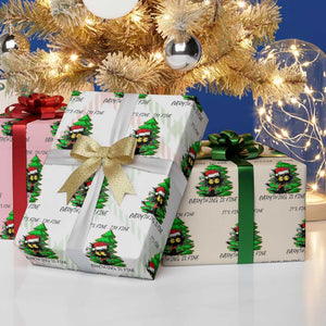 Black Cat Christmas Wrapping Paper Roll It's Fine I'm Fine Everthing Is Fine Funny Xmas TS02 Print Your Wear