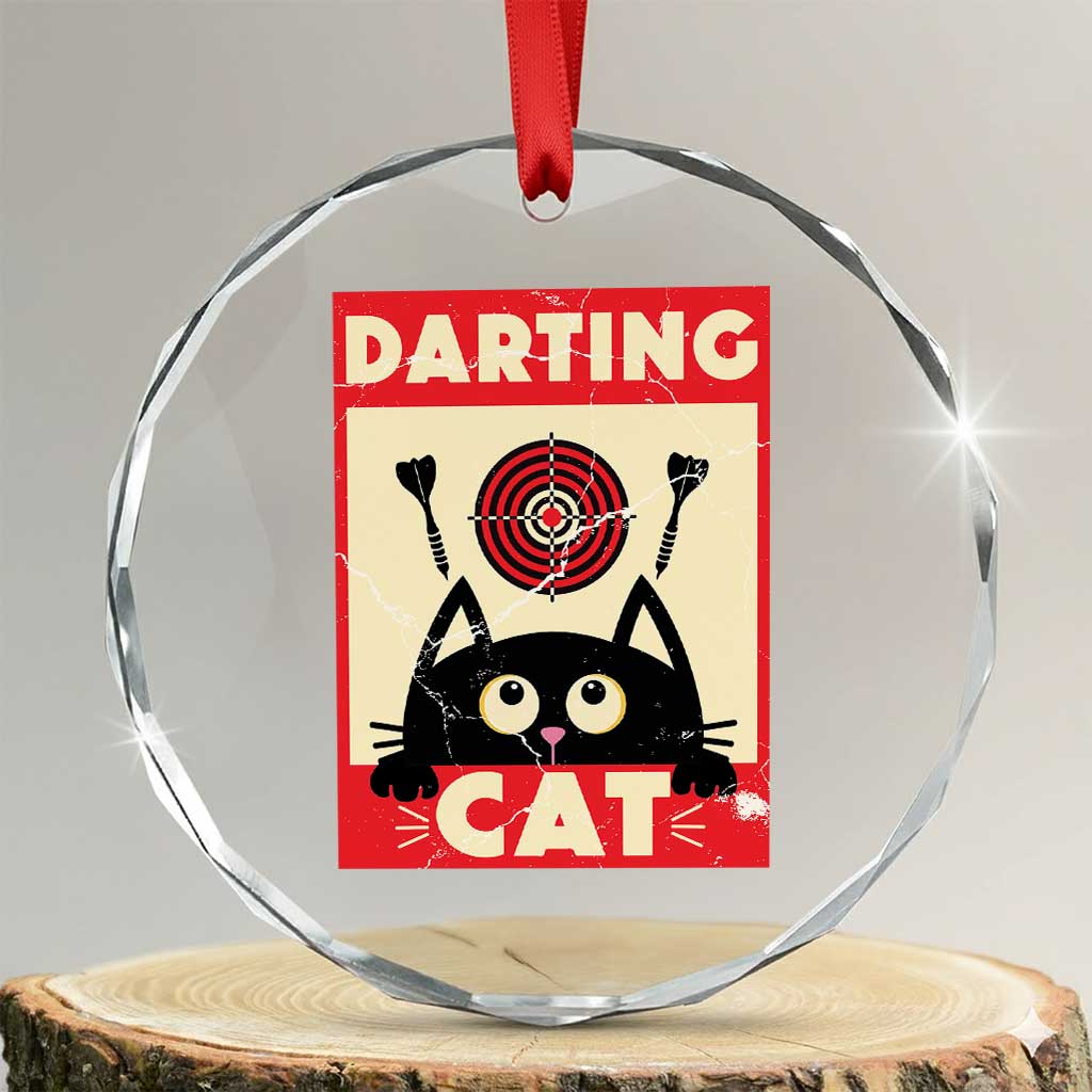 Black Cat Dart Thrower Crystal Glass Ornament Cat Lover Dartist Gift TS12 Transparent Glass 3'' Circle Print Your Wear