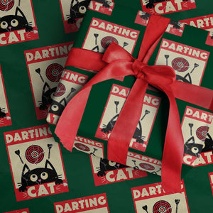 Black Cat Dart Thrower Wrapping Paper Roll Cat Lover Dartist Gift TS12 Green Print Your Wear