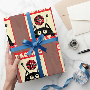 Black Cat Dart Thrower Wrapping Paper Roll Cat Lover Dartist Gift TS12 Mocha Print Your Wear