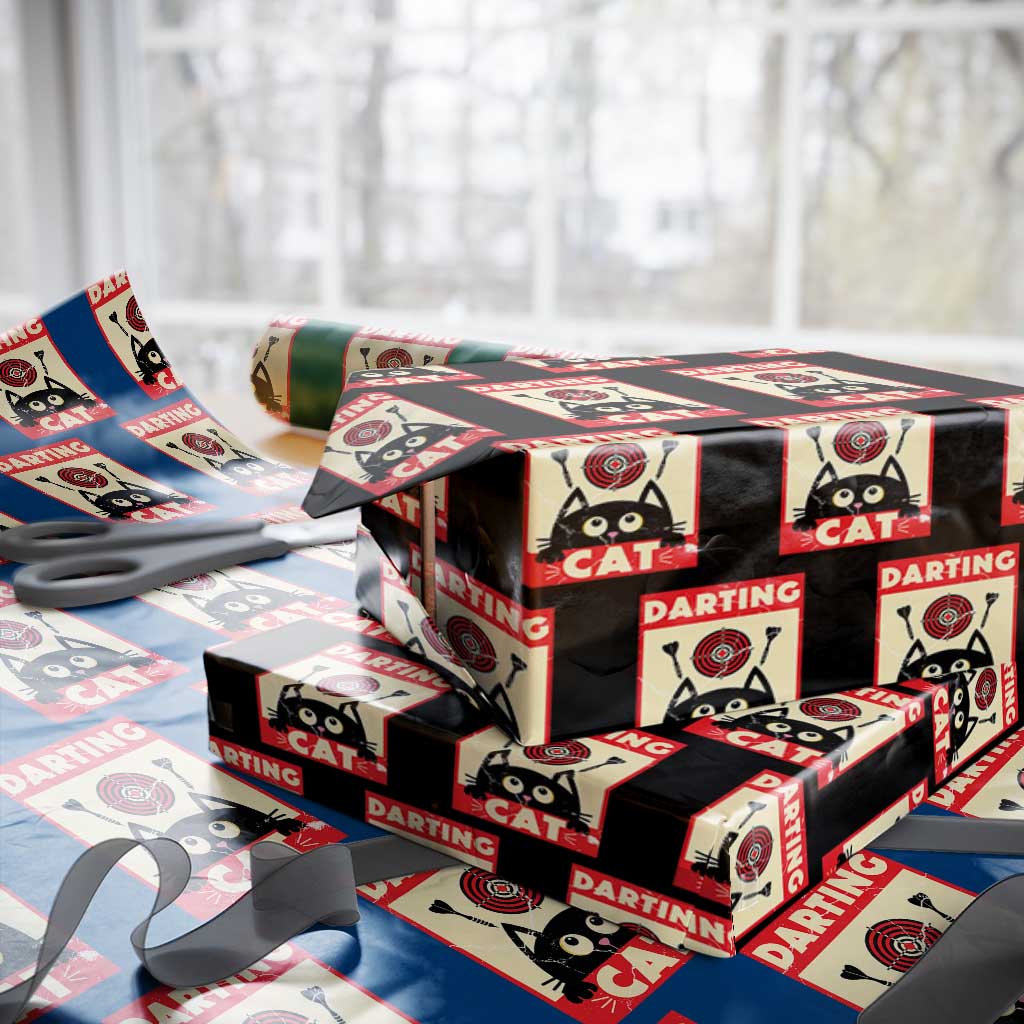 Black Cat Dart Thrower Wrapping Paper Roll Cat Lover Dartist Gift TS12 Black Print Your Wear