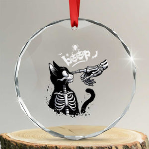 Black Cat Halloween Crystal Glass Ornament Skeleton Hand Boop TS14 Transparent Glass 3'' Circle Print Your Wear