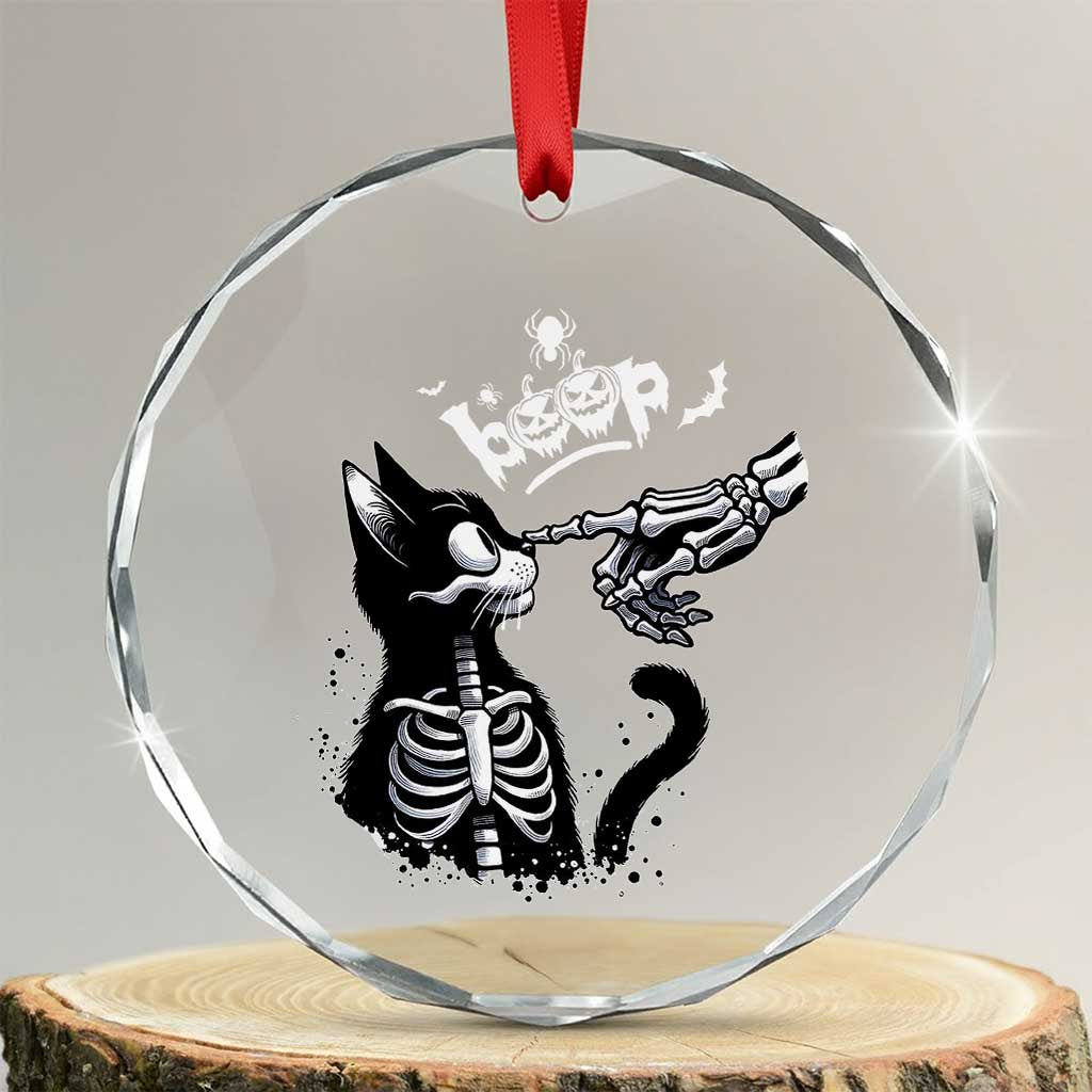 Black Cat Halloween Crystal Glass Ornament Skeleton Hand Boop TS14 Transparent Glass 3'' Circle Print Your Wear