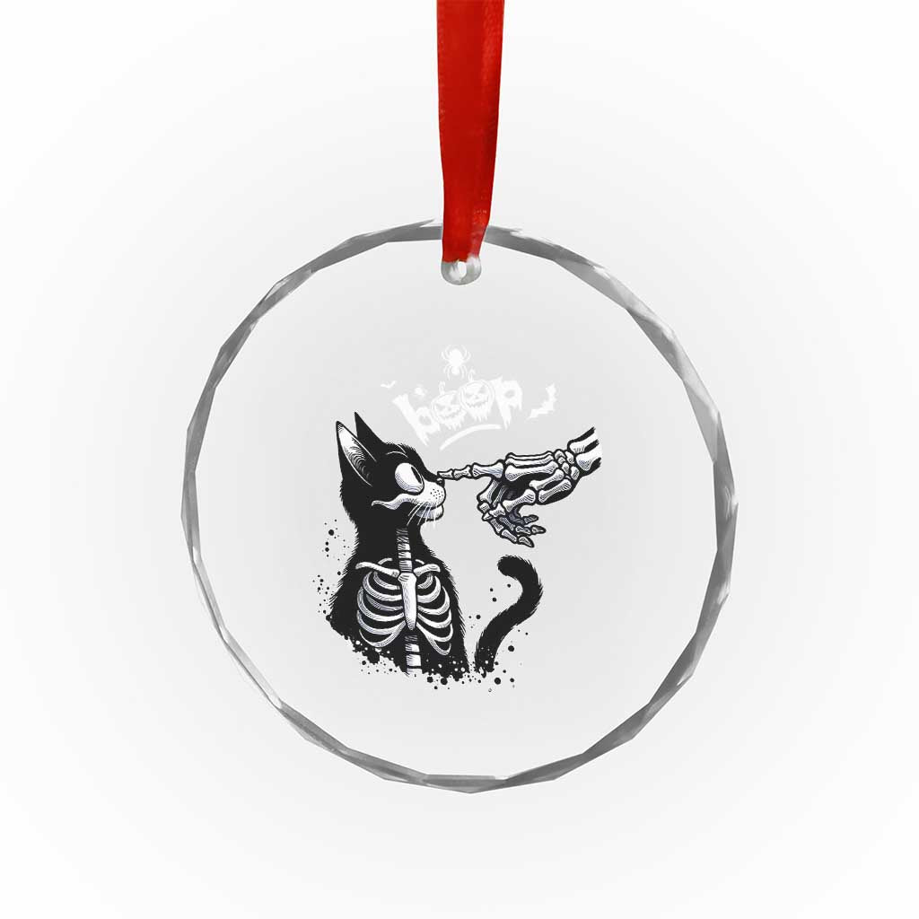 Black Cat Halloween Crystal Glass Ornament Skeleton Hand Boop TS14 Print Your Wear
